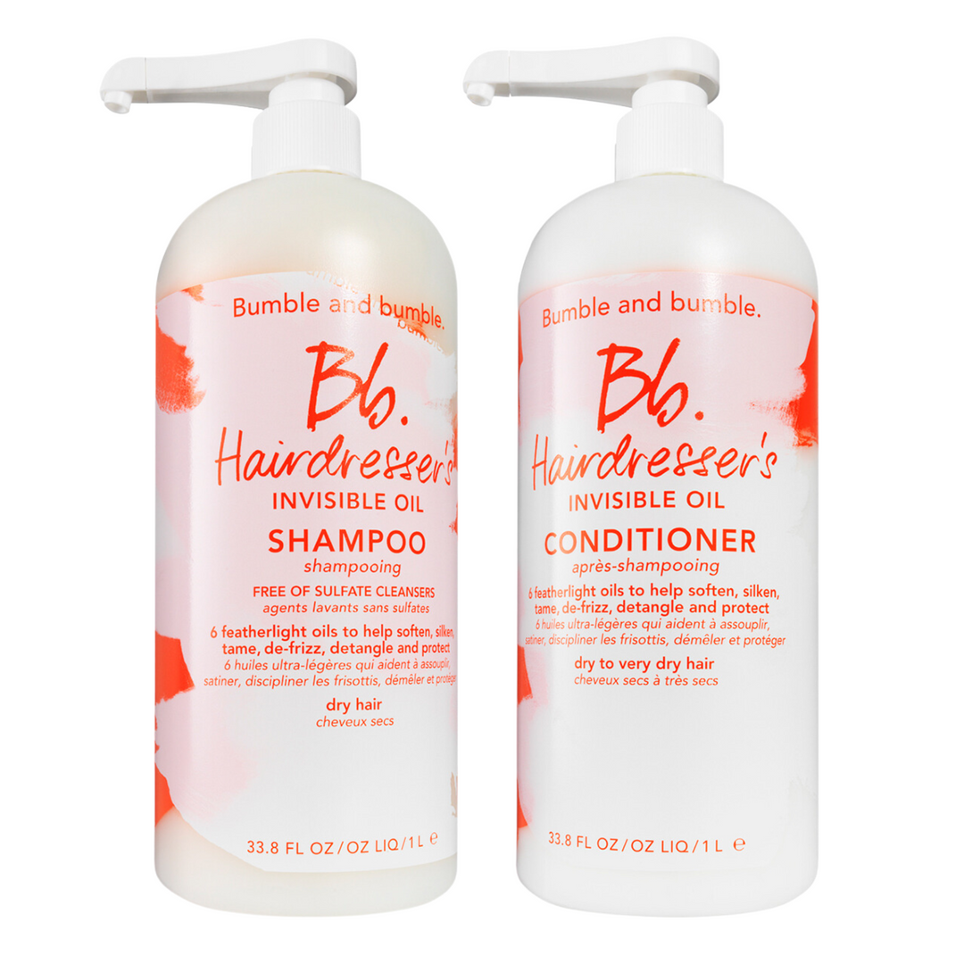 Duo de shampoing et d'après-shampoing Invisible Oil pour coiffeur - Taille Pro - Bumble and Bumble 