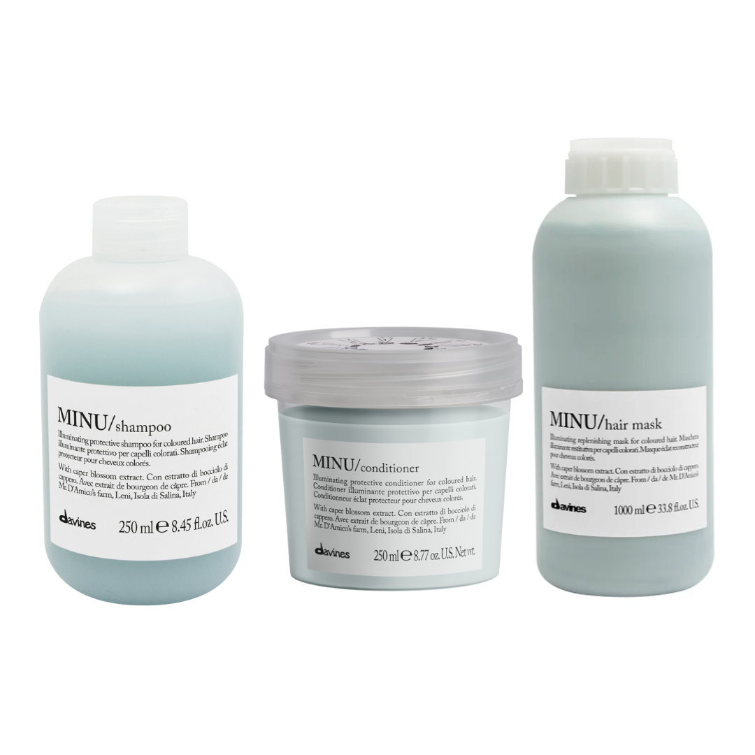 Davines Minu Shampooing, Minu Conditioner et Minu Mask Trio