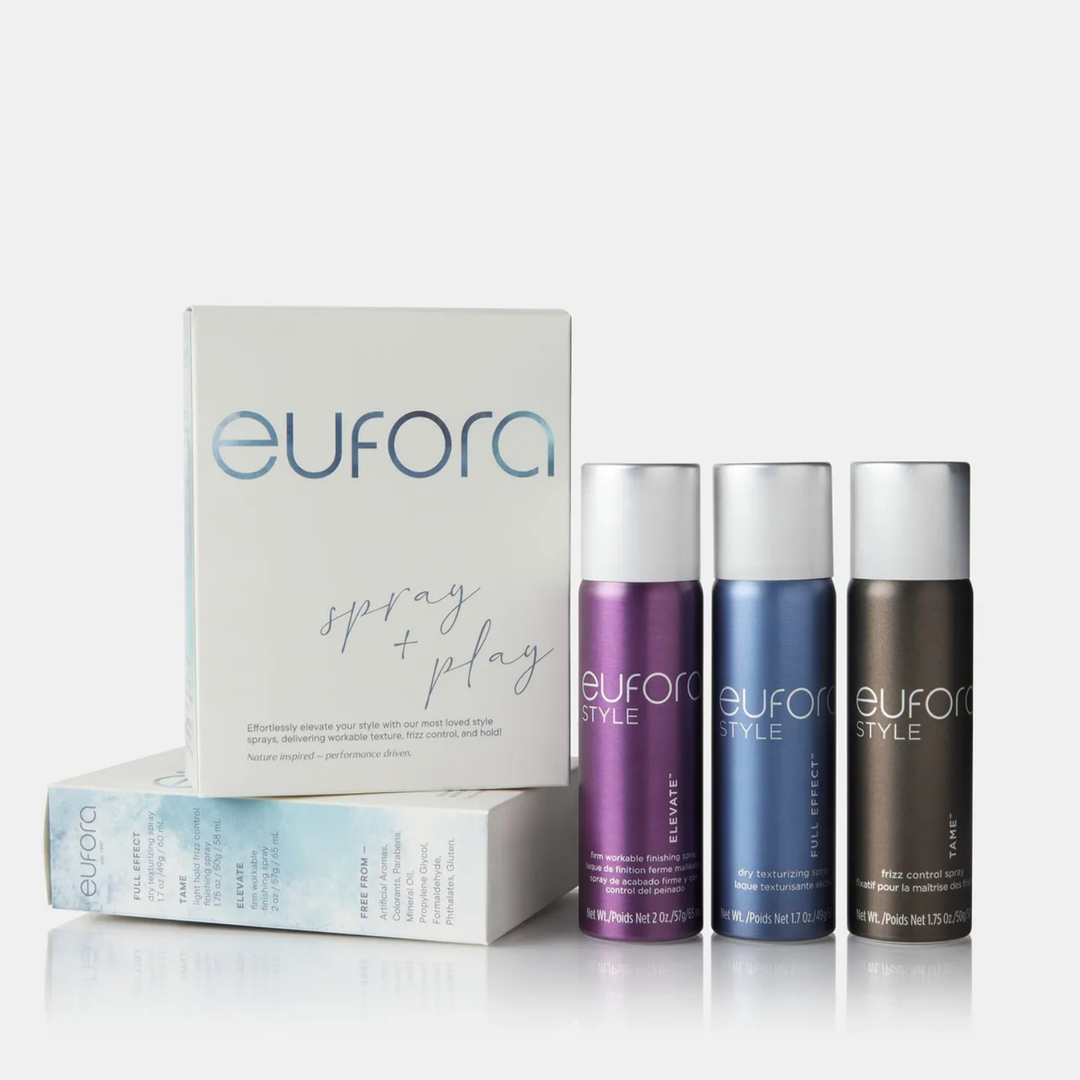 Eufora SPRAY + PLAY Full Effect, Tame, Elevate Travel kit